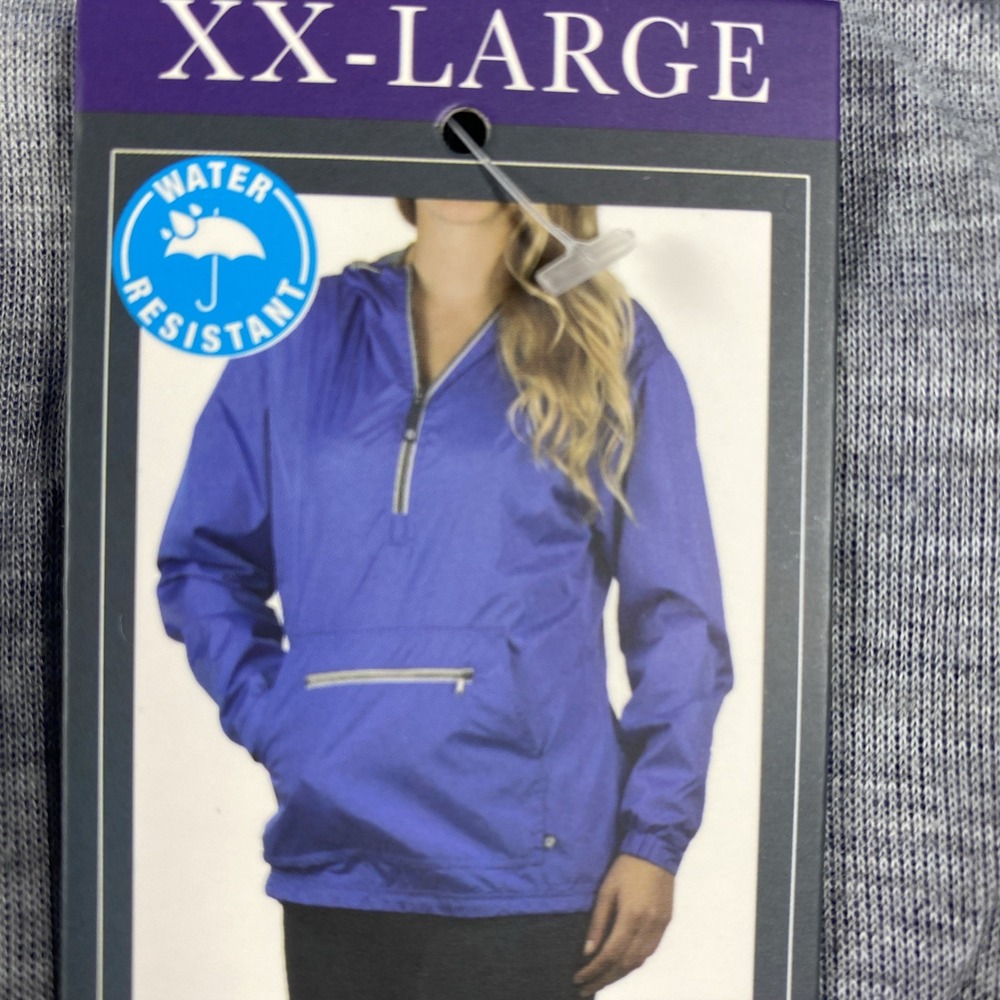 Lauren James Rain Jacket XXL 1/2 Zip Pullover Purple Hooded 100% Polyester New!